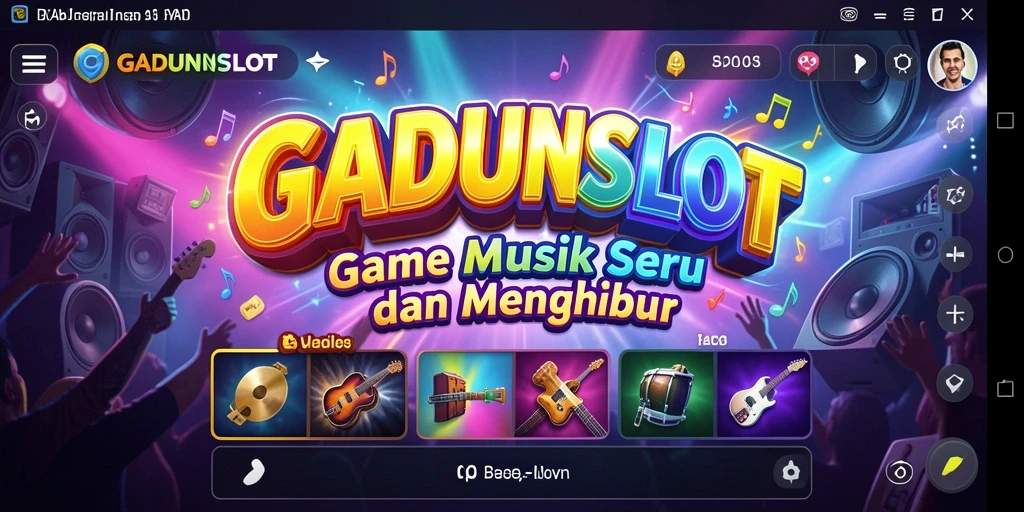 Gameplay GADUNSLOT yang mengasyikkan dengan fitur musik interaktif.