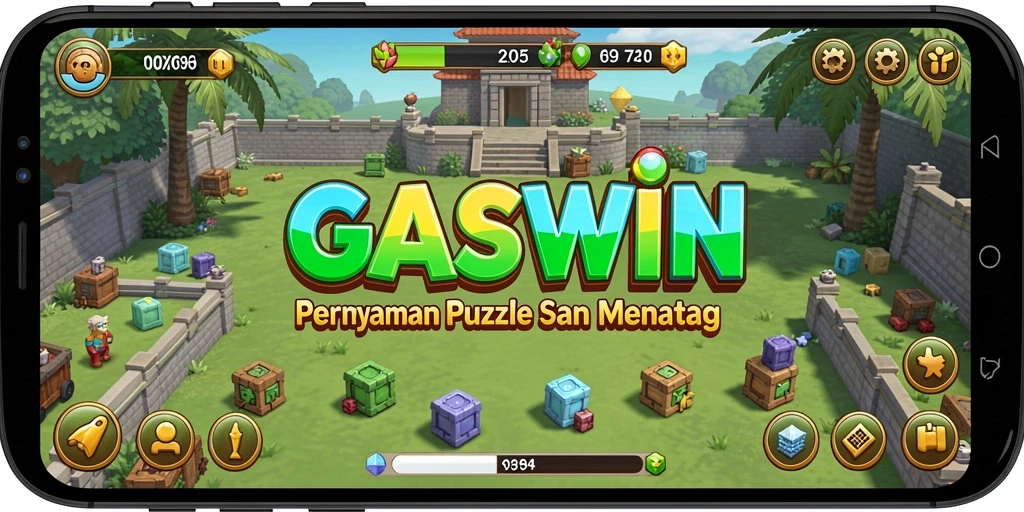 Screenshot GASWIN menampilkan gameplay seru dengan teka-teki yang menantang.