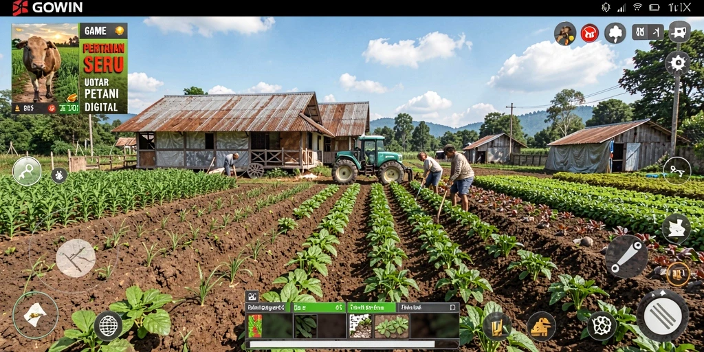 Tampilan gameplay menarik saat bertani di GOWIN.