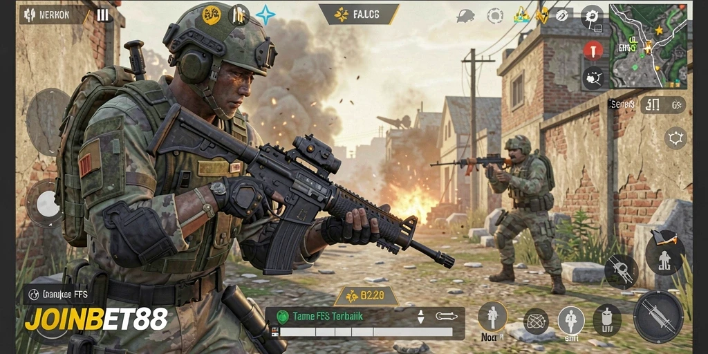Tampilan gameplay epik dari JOINBET88 dengan aksi tembak-menembak yang seru.