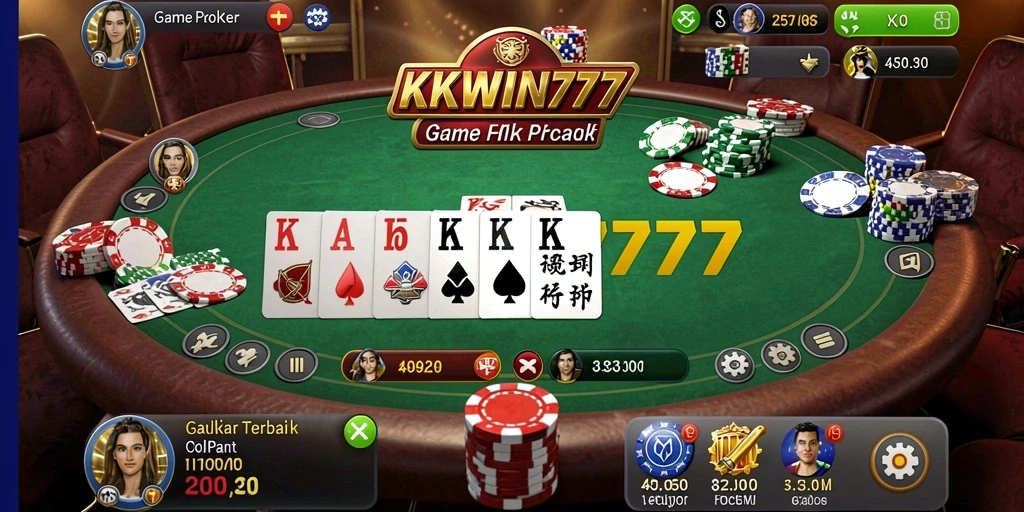 Screenshot gameplay KKWIN777 menampilkan aksi seru permainan poker.