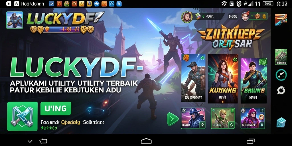 Tampilan utama LUCKYDF dengan berbagai fitur dan pengingat.