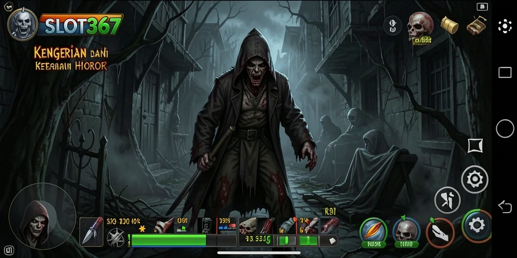 Screenshot utama SLOT367 menampilkan suasana gameplay horor yang mendebarkan.