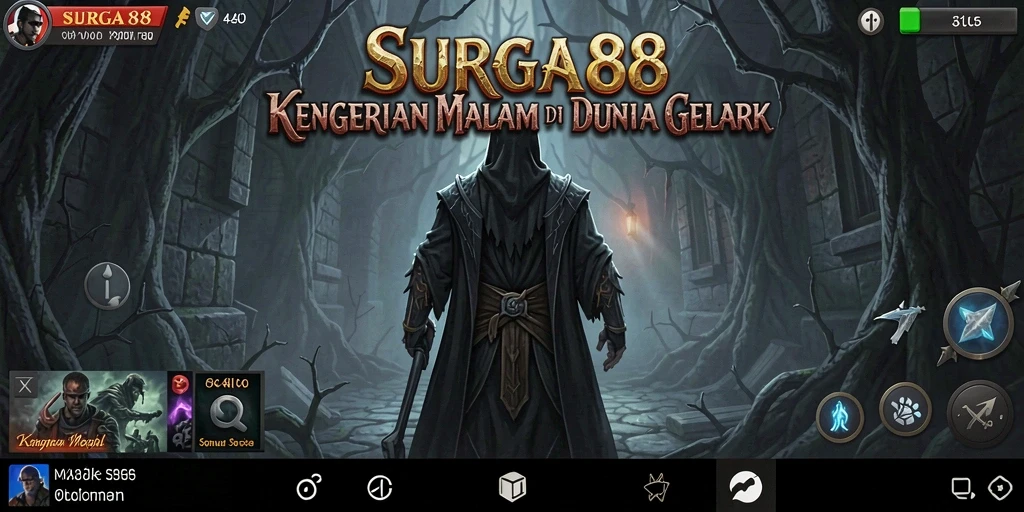 Tampilan gameplay menegangkan dalam kegelapan misterius.